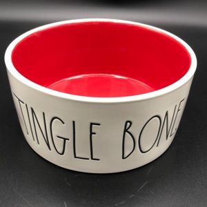 RAE DUNN LL Jingle Bones 6" Dog Bowl Red Interior